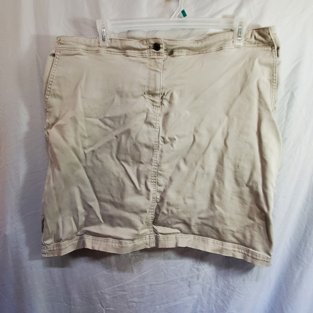 Talbots Woman Khaki Chino Skirt Tan Cotton Stretch Size 20W Knee Length